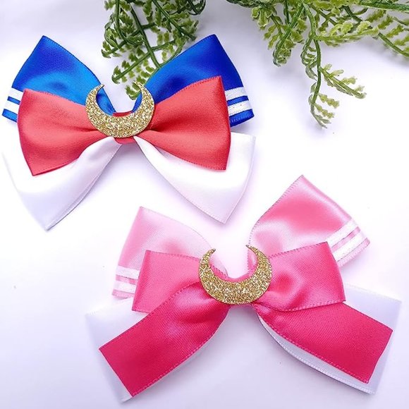 Accessories | Sailor Moon Anime Moon Hair Bows Set Of 2 | Poshmark